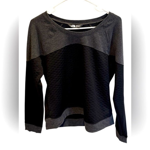 The North Face Quilted Pullover Sweatshirt Black Gray Womens Size Large - Picture 1 of 3